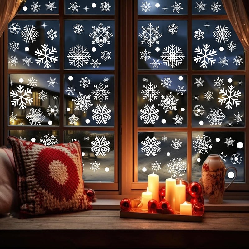 JCFIRE 152Pcs Snowflake Window Clings Stickers, 8 Sheets Larger Christmas Window Clings, Christmas Decorations, Holiday Party Decor Xmas Decorations for Home School - Image 2
